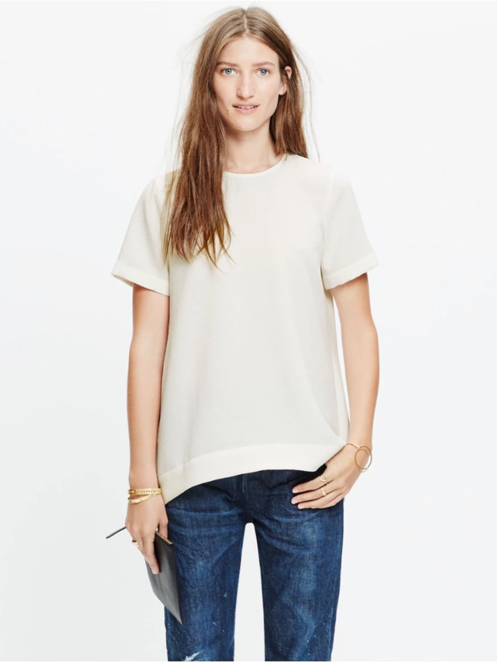 Madewell Women’s White (Bright Ivory) Tailored Swing Short-Sleeve Tee Size Med